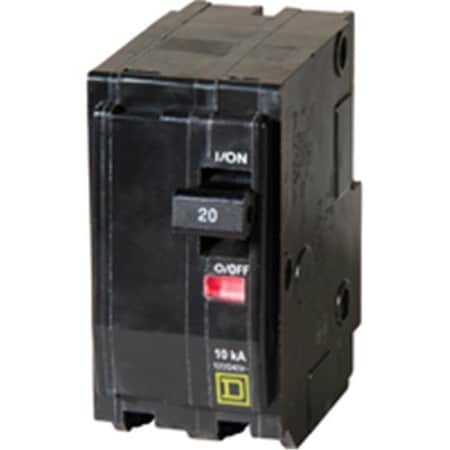 Square D Circuit Breaker, QO Series, 20A, 2 Pole, 120/240V AC, 10kA at 120/240V AC 6513329